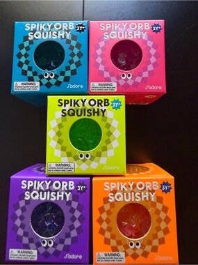New J'adore Spiky Orb Squishy Textured Sensory Squeeze Squish Toy All 5 Balls